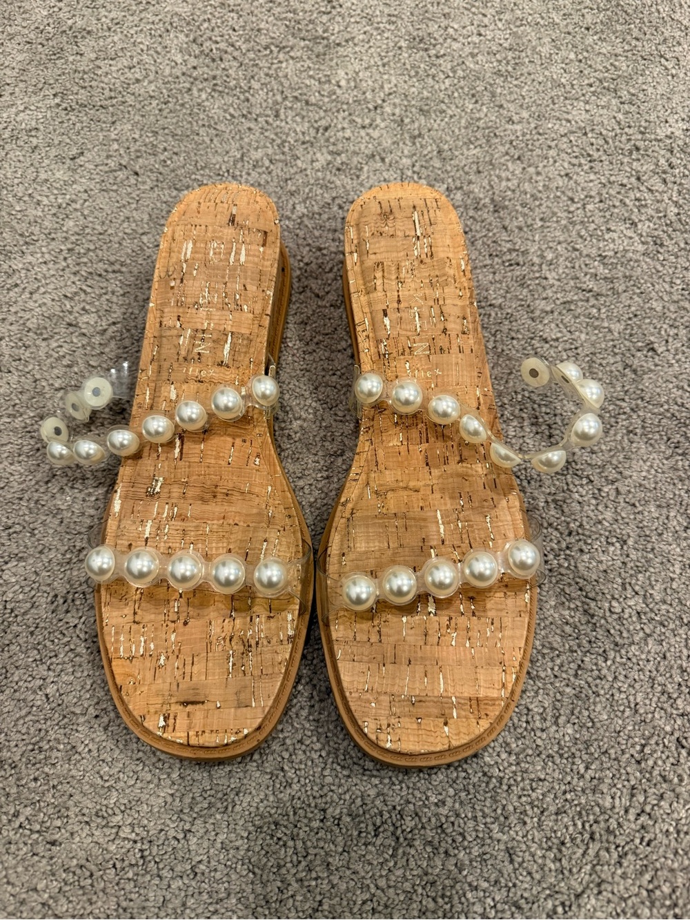 Anne Klein iFlex Pearl Cork Sandals – Size 9